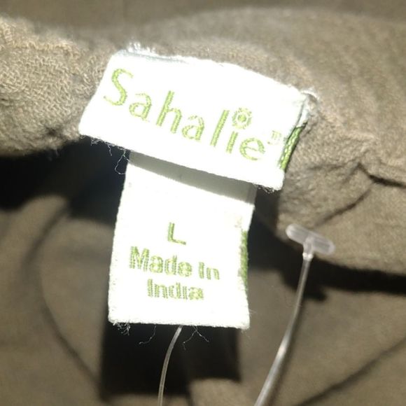 Sahalie Army Green Pants Size Large Elastic Waist Drawstring with Cargo pockets - Picture 10 of 12